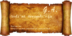 Gnámt Annamária névjegykártya